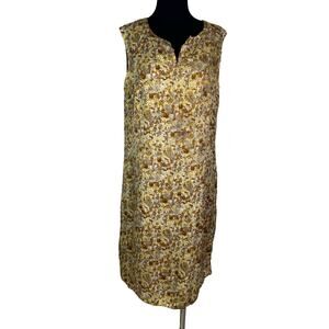Vintage 60s Silk Dress Cutter Fabric Persian Mughal Print Gold Upcycle Repair